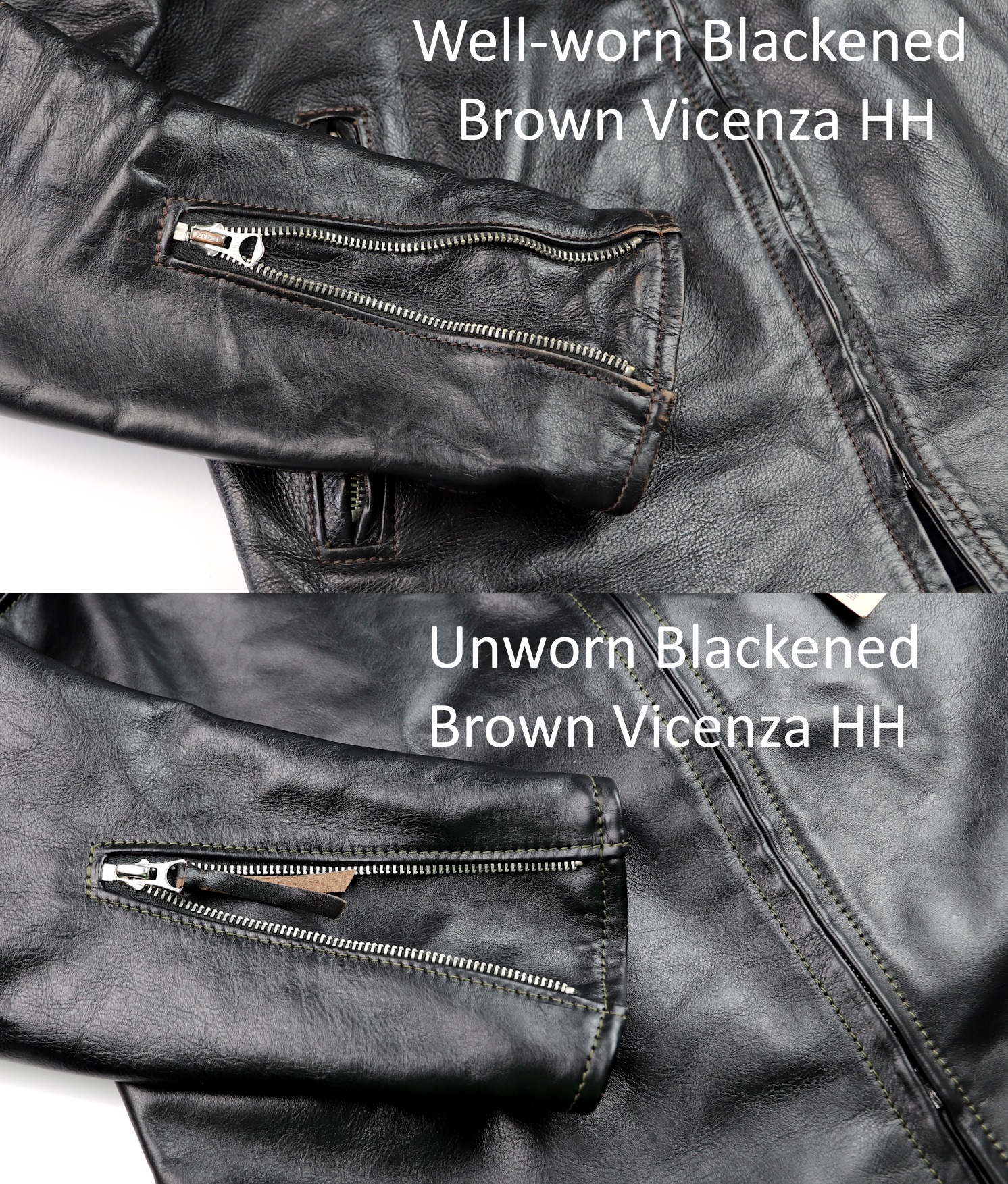 Comparison of well-worn and unworn Blackened Brown Vicenza.jpg