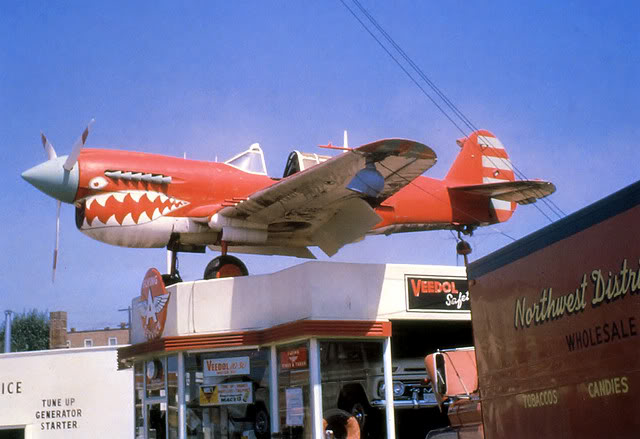 EVERETT WASHINGTON - FLYING A STATION - WWII FIGHTER PLANE ON ROOF!.jpg