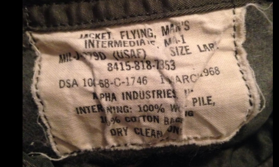 MA1 Jacket 1968 Large - Alpha Industries - Mil J 8279D.PNG