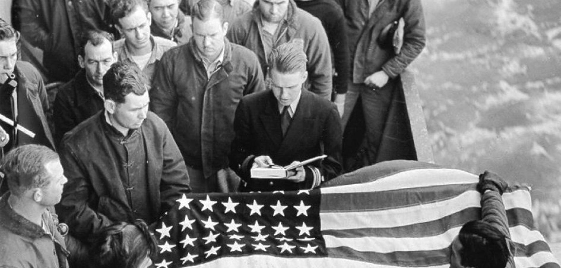 Service for dead German sailor from U550 - USS Joyce.jpg