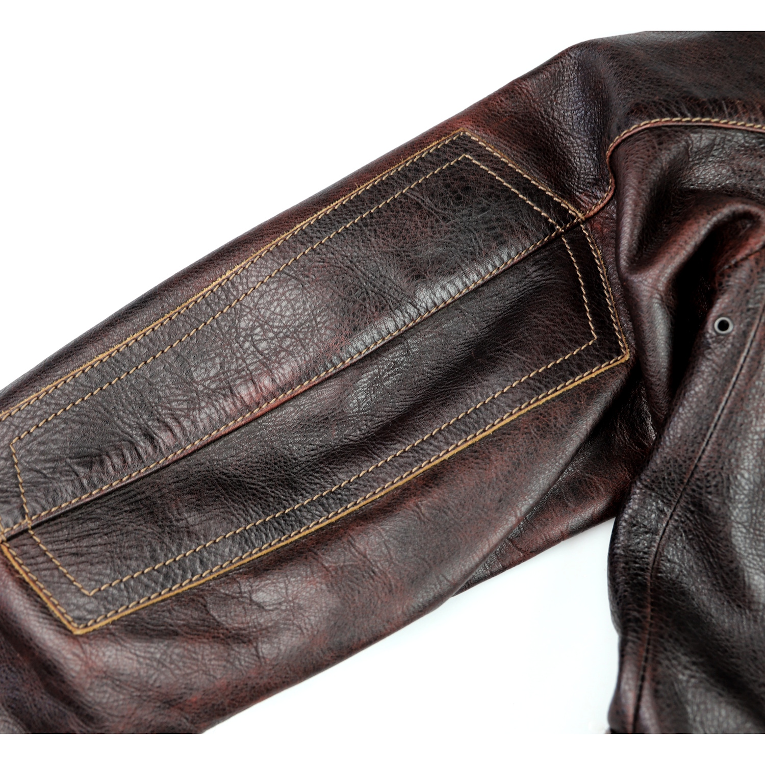 Thedi Barnstormer  Burgundy Bruciato horsehide elbow patch IG photo.jpg