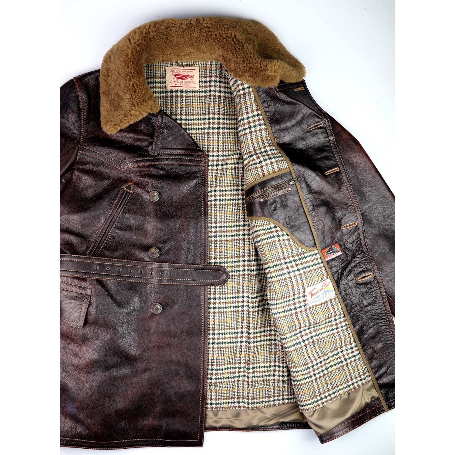 Thedi Barnstormer Burgundy Bruciato horsehide tweed wool lining IG photo.jpg
