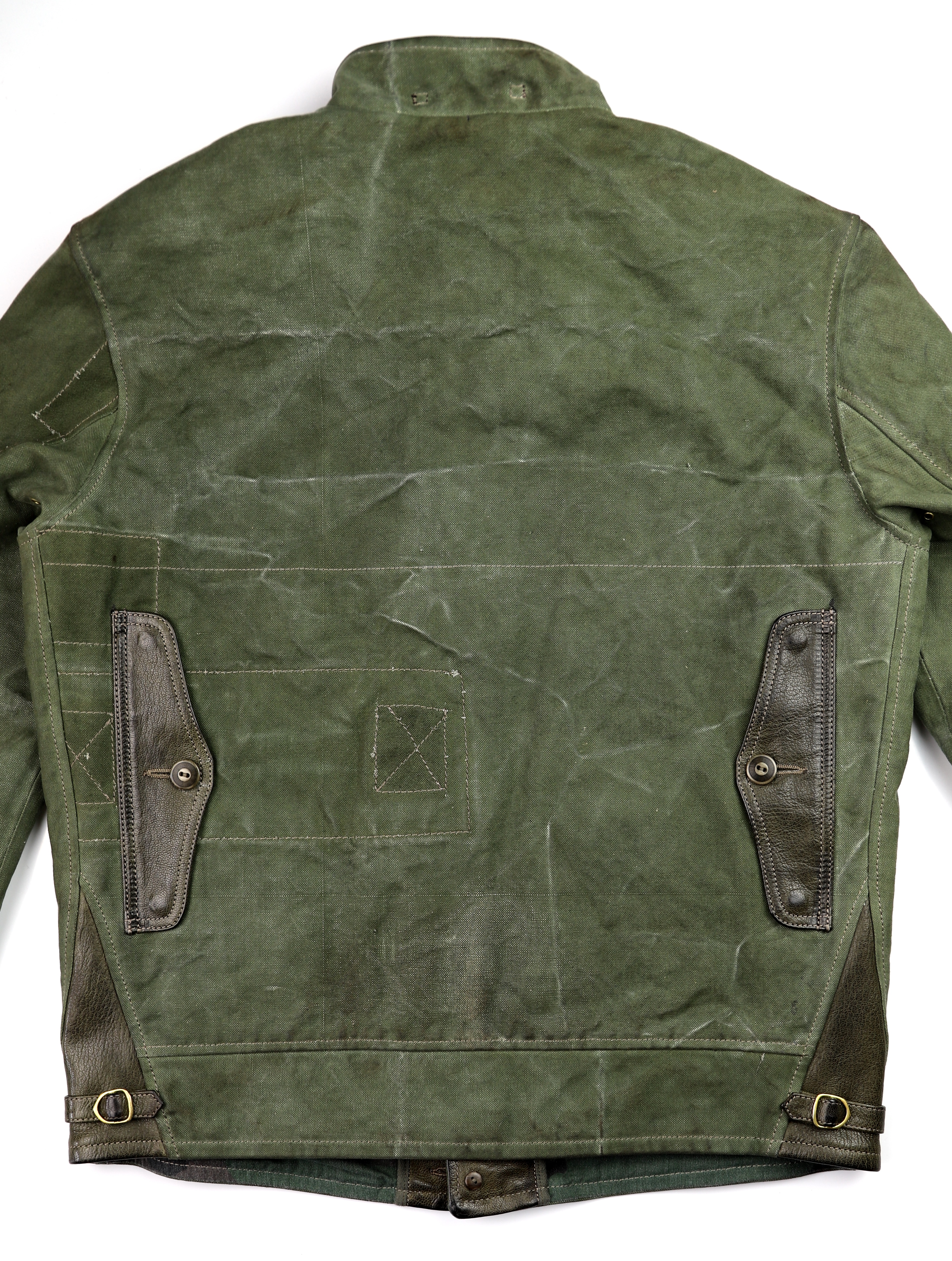 Thedi Canvas and Green Goatskin Button-Up back.jpg