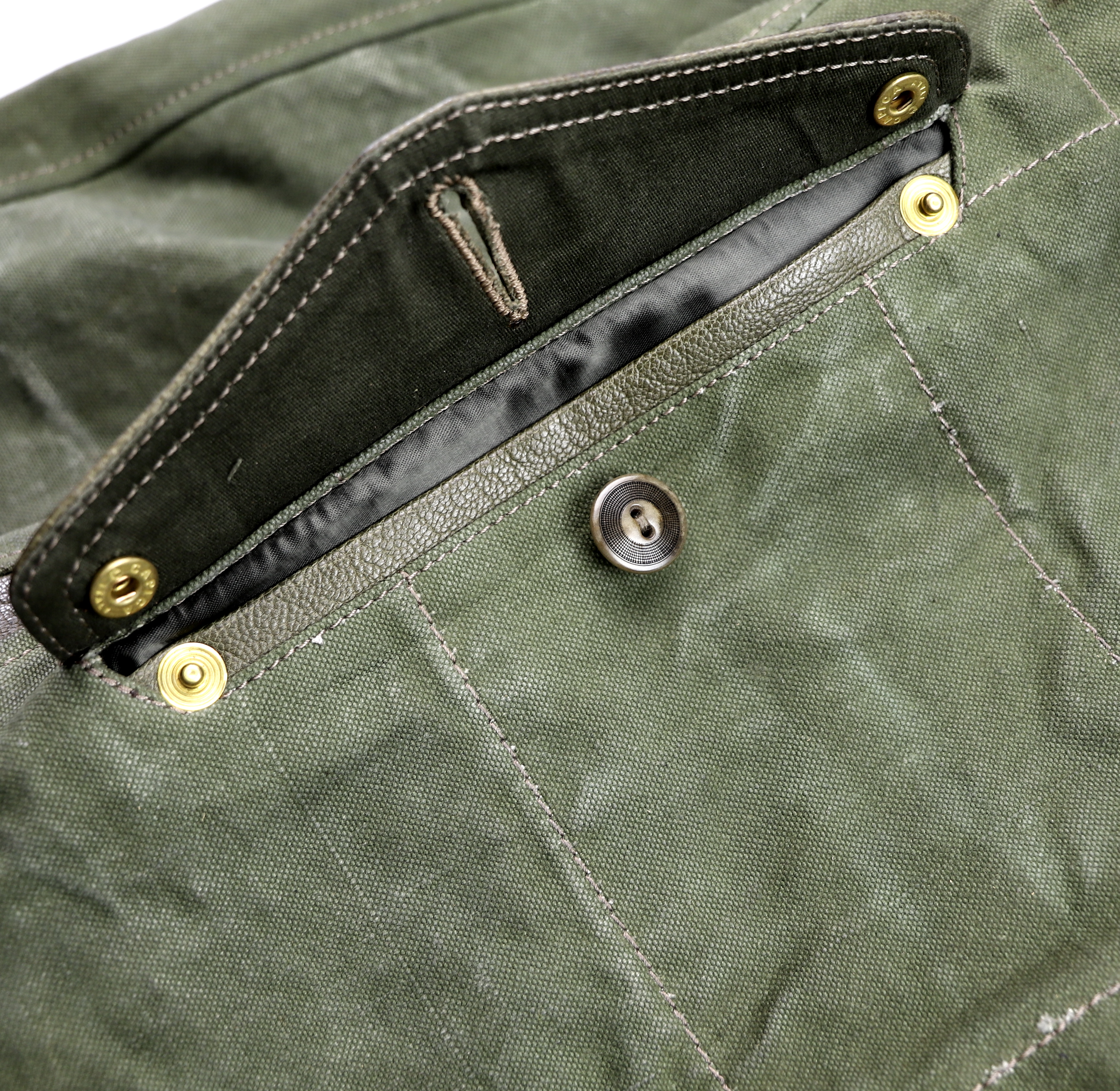 Thedi Canvas and Green Goatskin Button-Up map pocket open.jpg