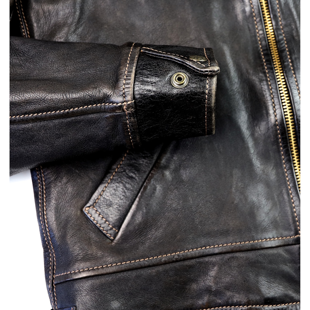 Thedi Idas Black Teacore Bruciato Horsehide M37 snap cuff IG square.jpg