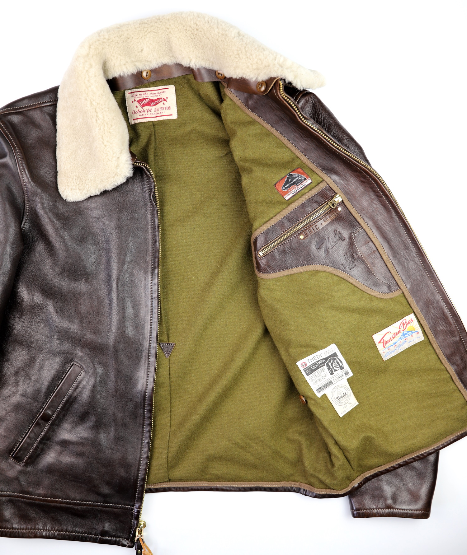 Thedi Idas Chestnut Bruciato Horsehide olive wool lining.jpg