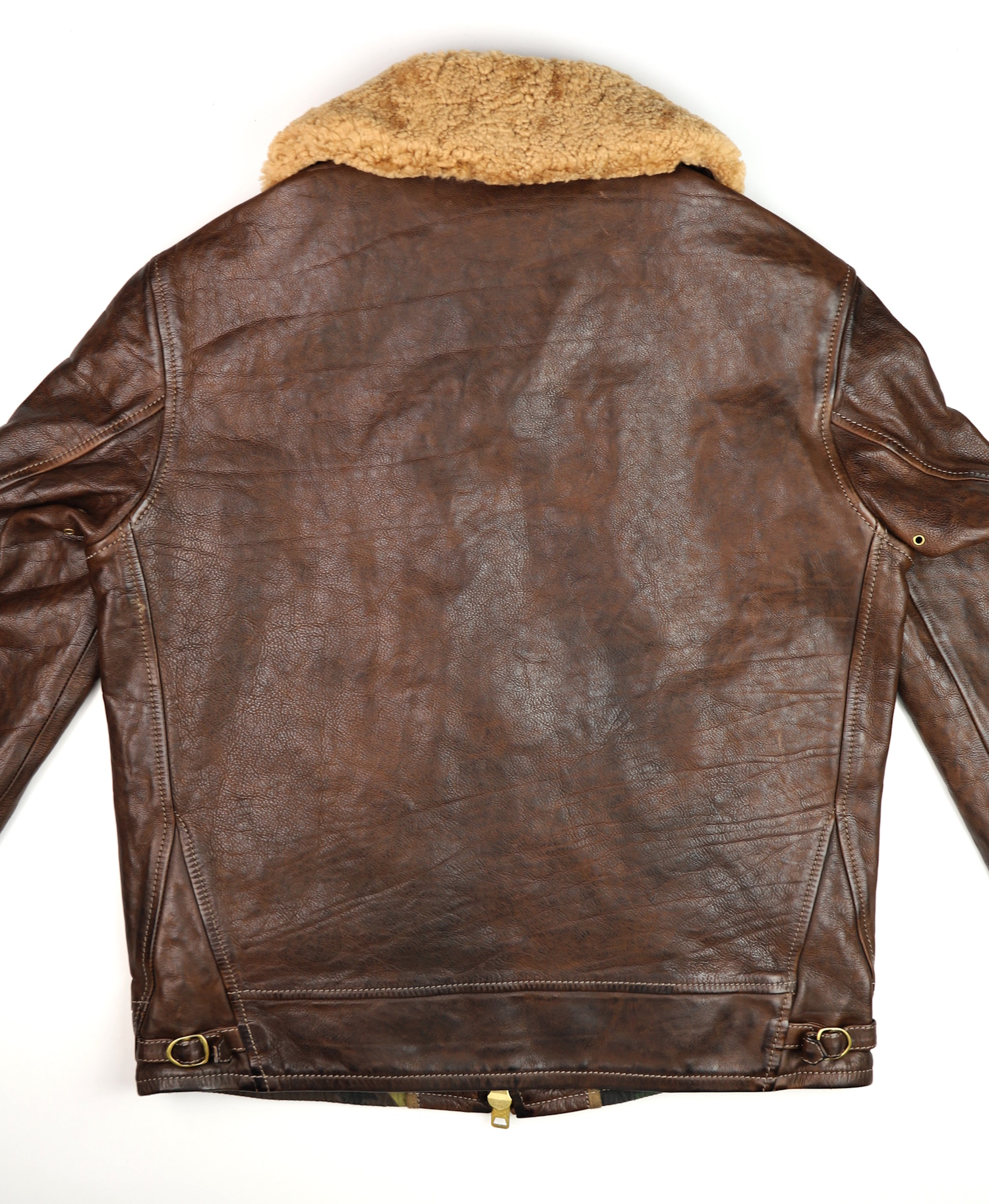 Thedi Markos Zip-Up Brown Canneto Cowhide Shearling collar back.jpg