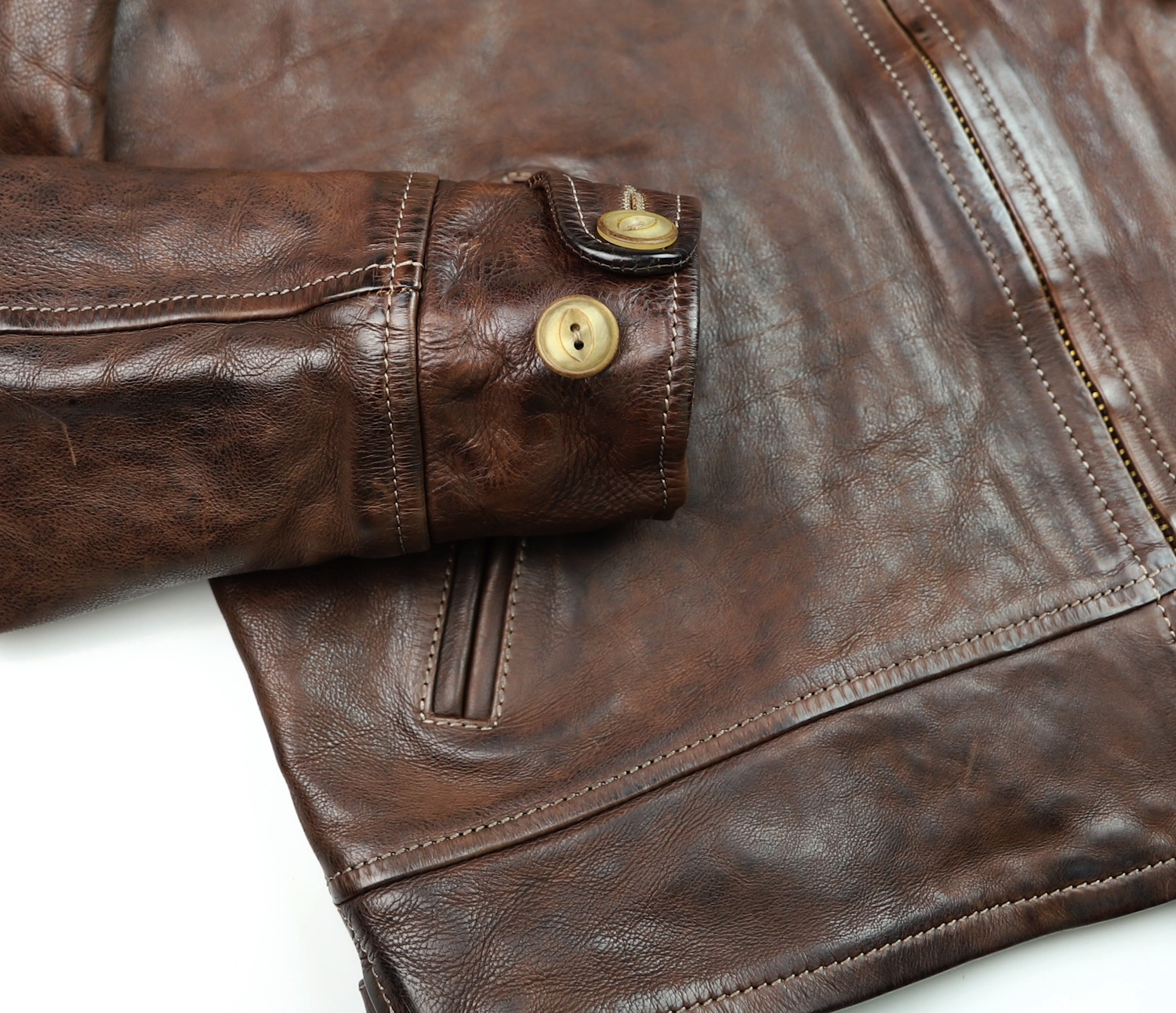 Thedi Markos Zip-Up Brown Canneto Cowhide Shearling collar button cuff.jpg