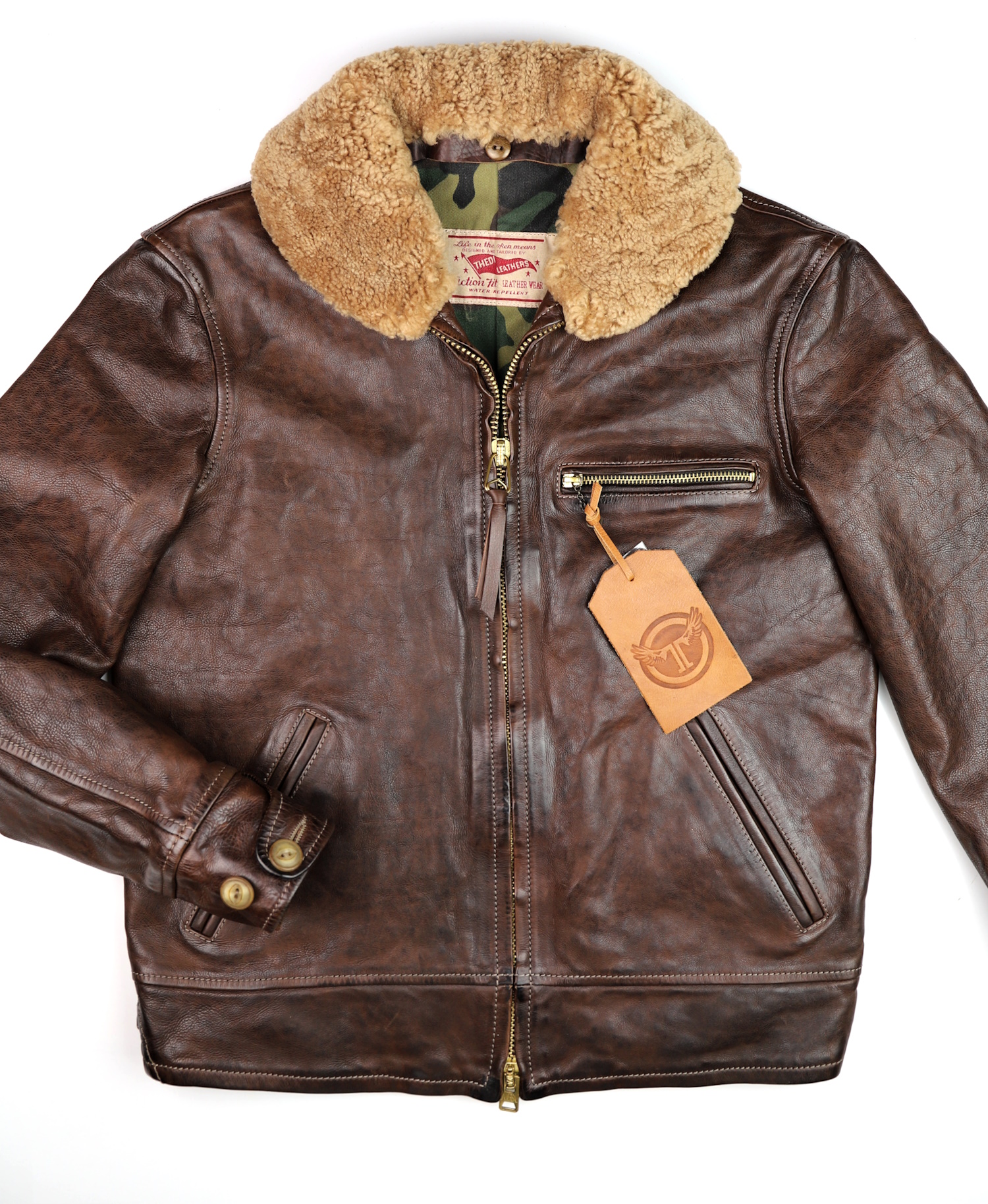 Thedi Markos Zip-Up Brown Canneto Cowhide Shearling collar front.jpg