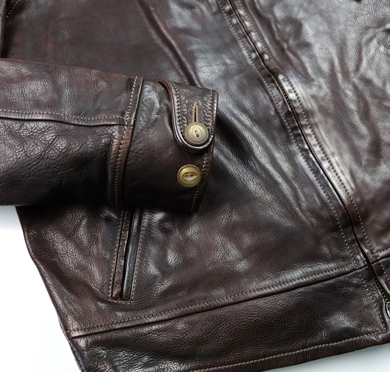 Thedi Markos Zip-Up Shawl Collar Brown Canneto Cowhide 2XL1 button cuff.jpg