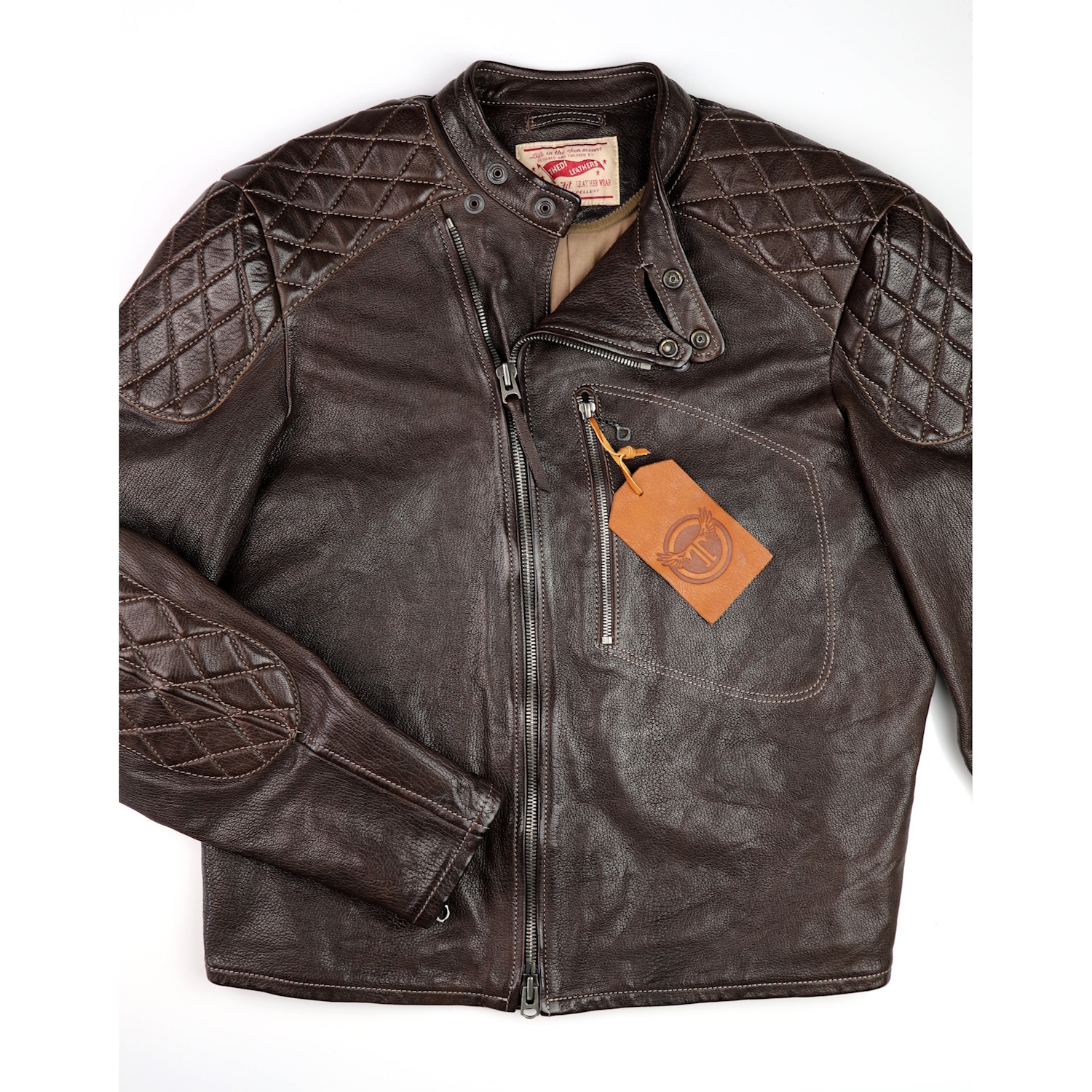 Thedi Maximos Cafe Racer Brown Calabria Goatskin Large front unzipped IG square.jpg