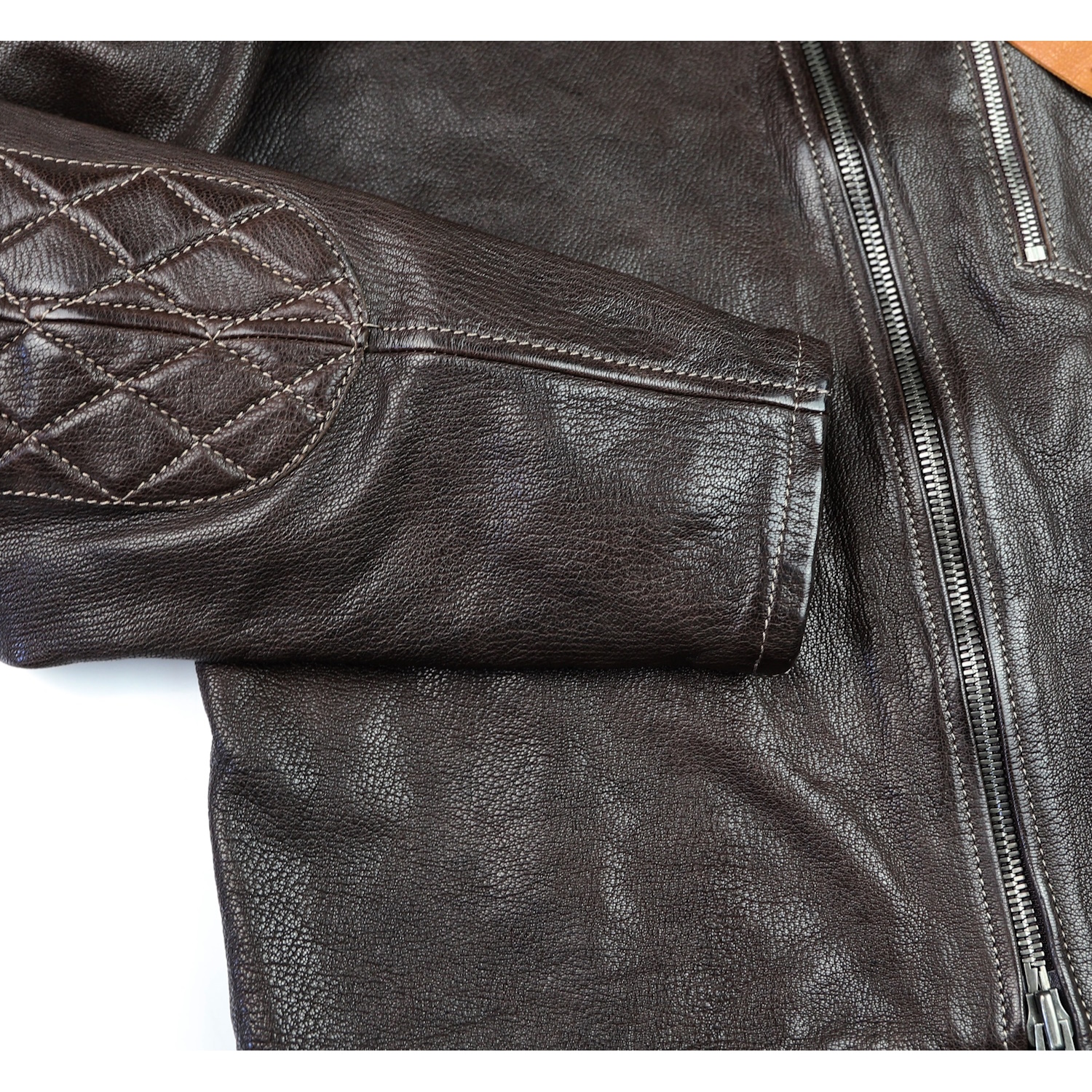 Thedi Maximos Cafe Racer Brown Calabria Goatskin Large sleeve zipper IG square.jpg