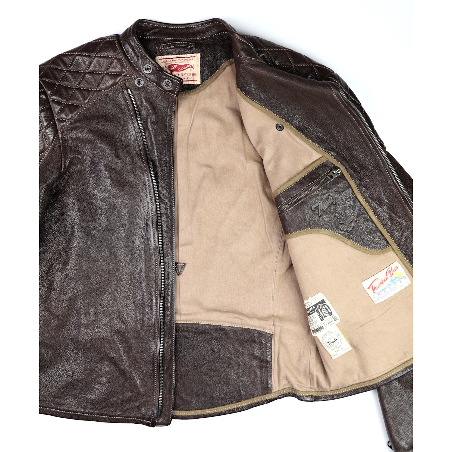 Thedi Maximos Cafe Racer Brown Calabria Goatskin Large tan cotton lining IG square.jpg