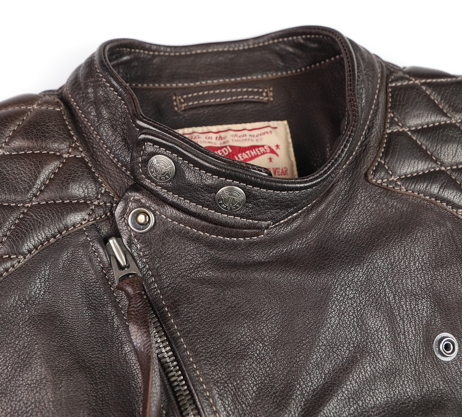 Thedi Maximos Cafe Racer Brown Goatskin closed collar.jpg