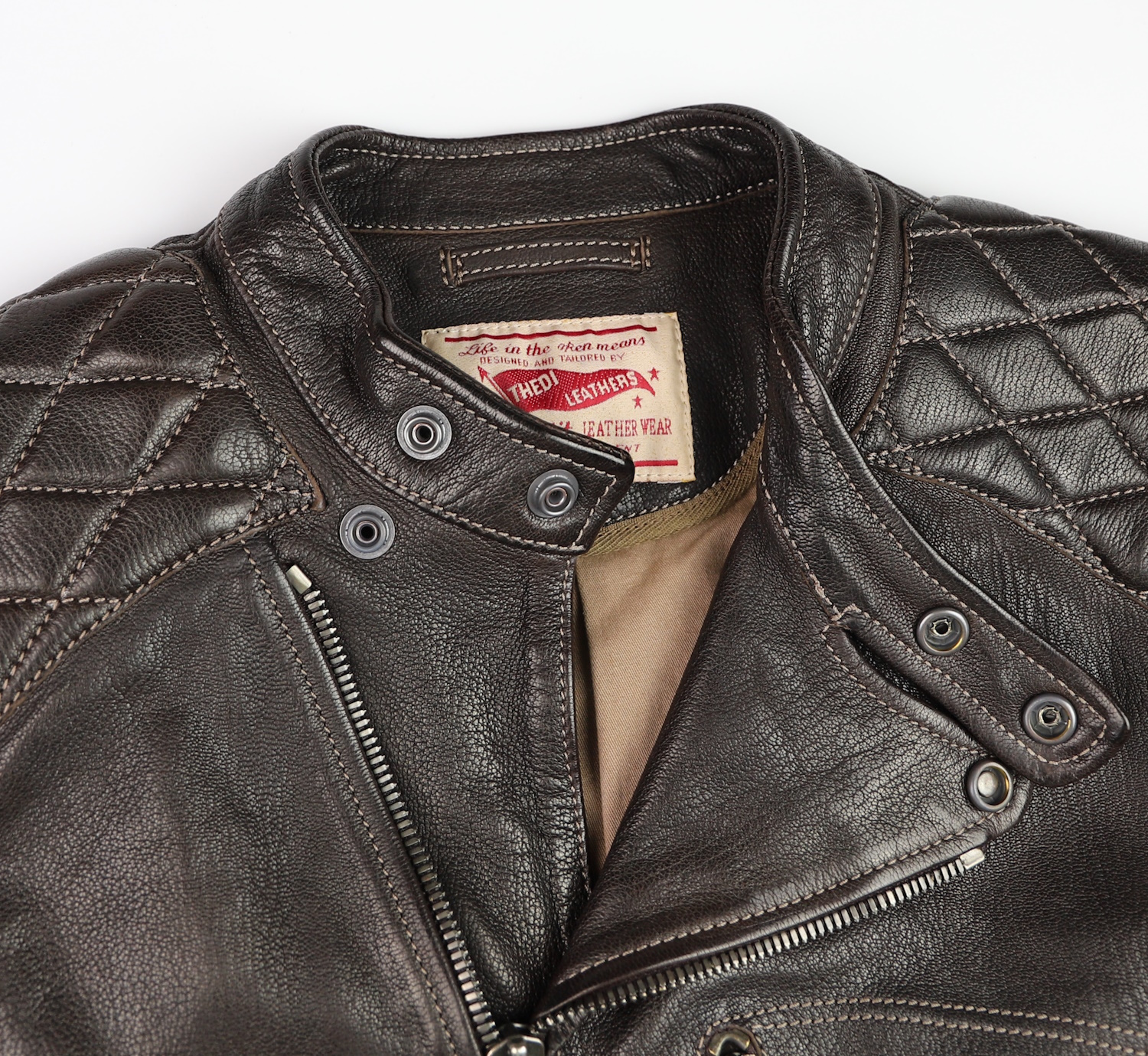 Thedi Maximos Cafe Racer Brown Goatskin collar.jpg