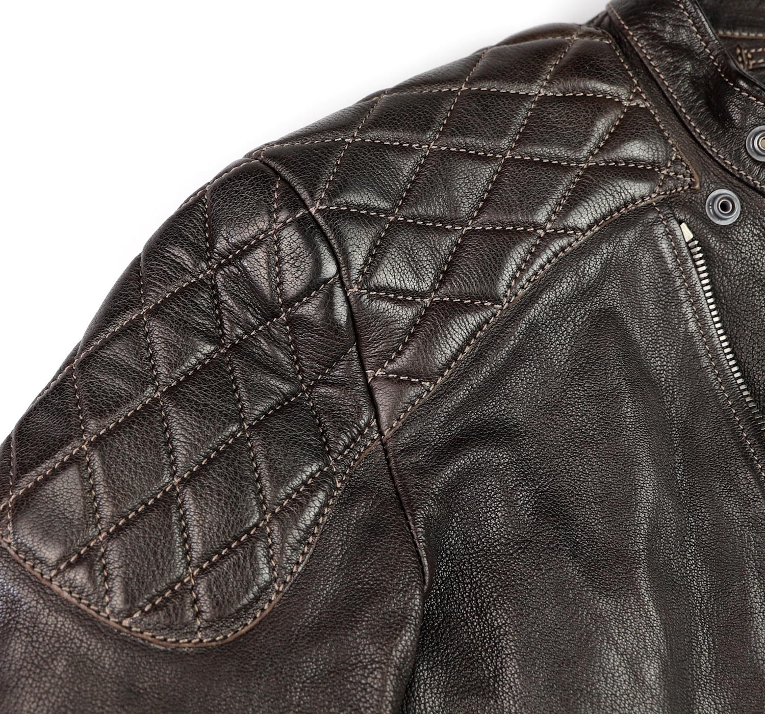 Thedi Maximos Cafe Racer Brown Goatskin shoulder quilting.jpg