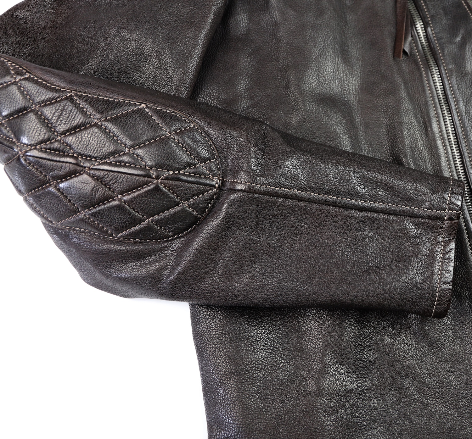 Thedi Maximos Cafe Racer Brown Goatskin sleeve cuff.jpg