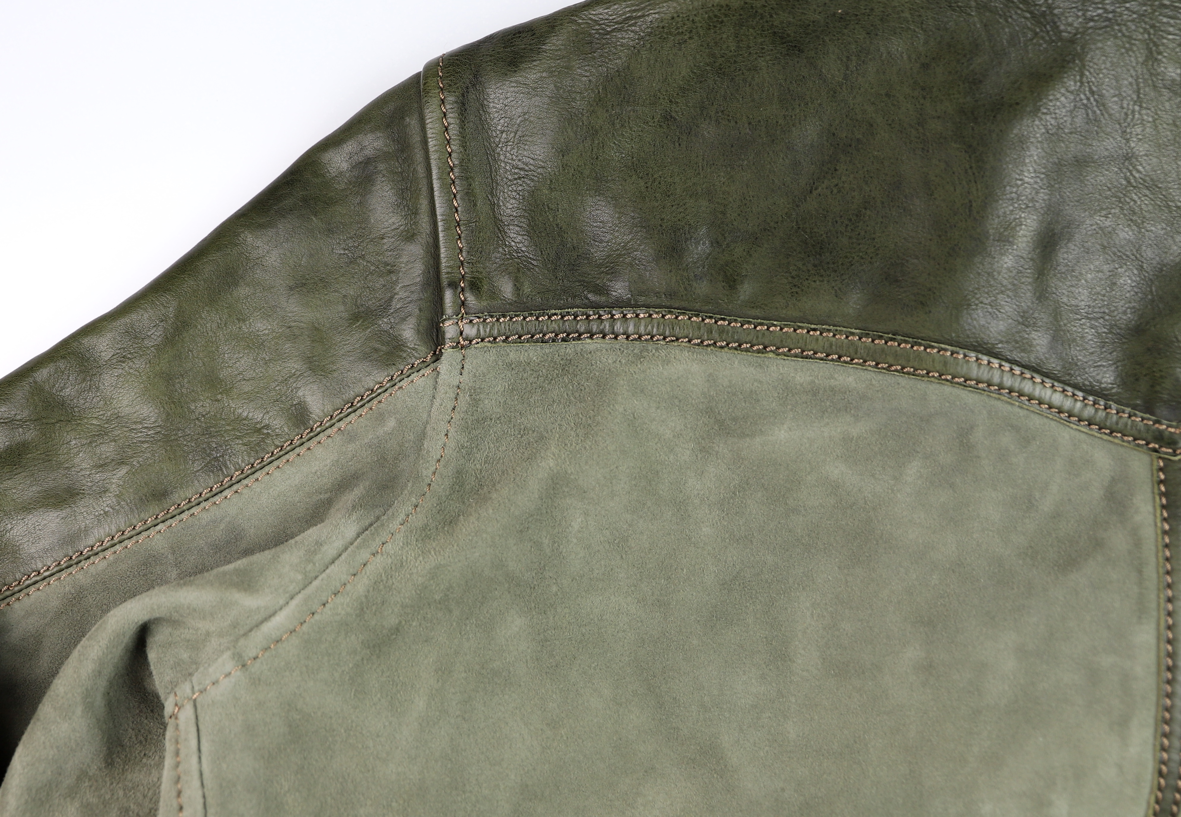 Thedi Niko Button-Up Green Goat Suede + Cowhide THNB1 yoke.jpg