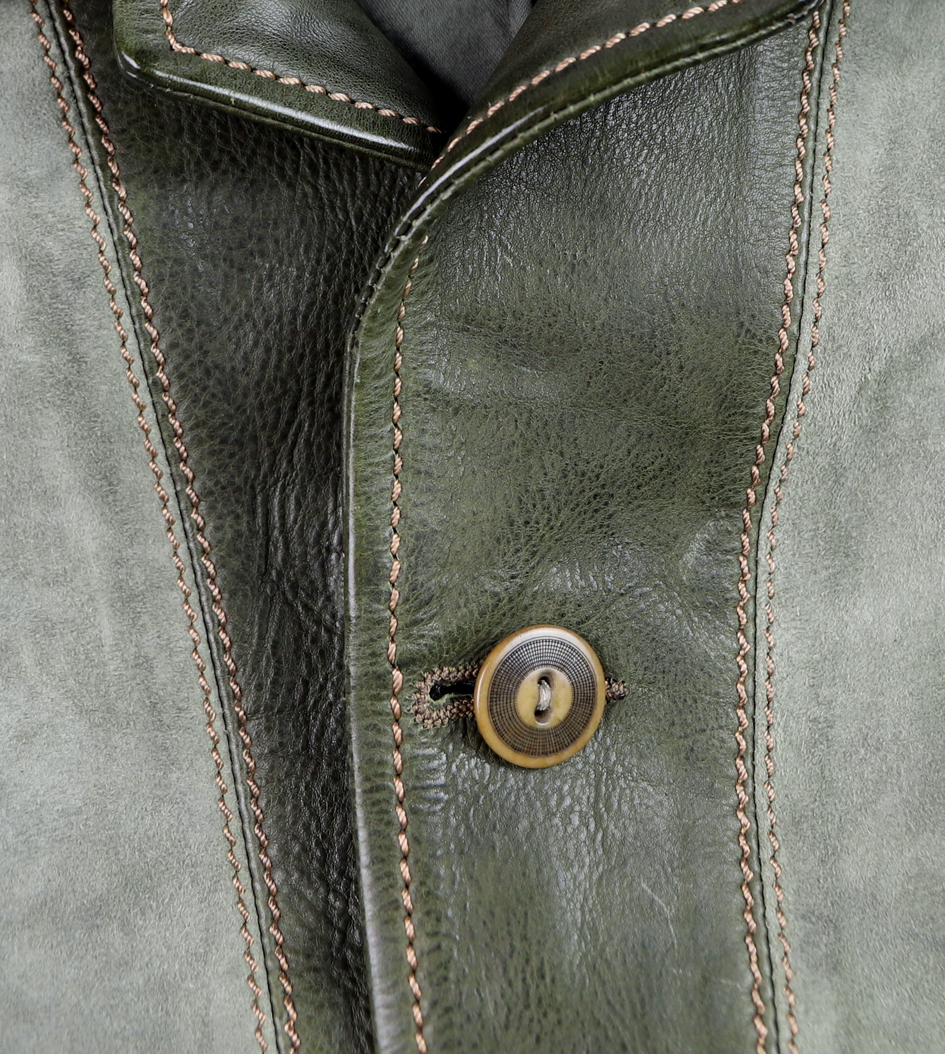 Thedi Niko Button-Up Green Goat Suede + Cowhide THNB2 button.jpg