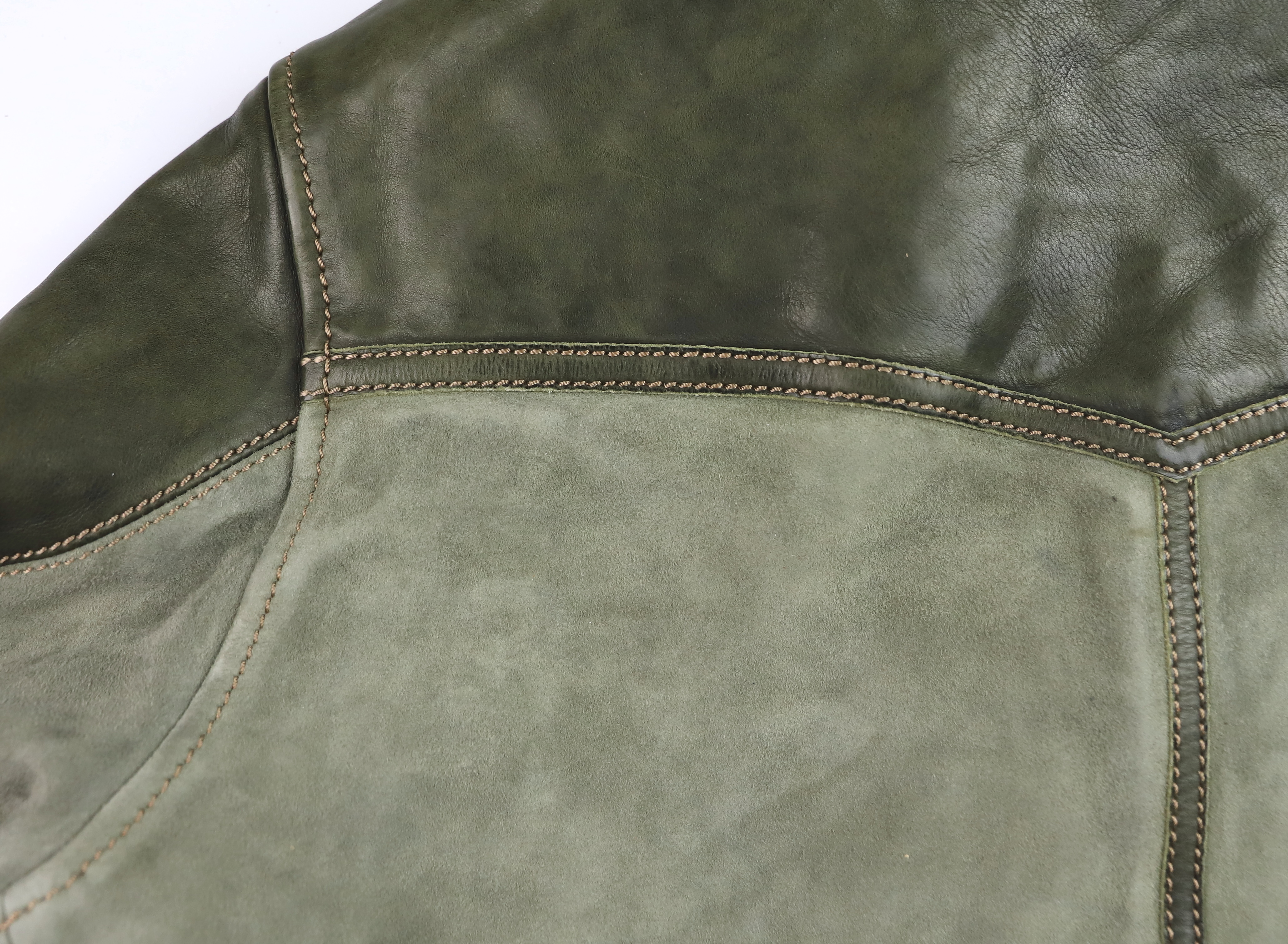 Thedi Niko Button-Up Green Goat Suede + Cowhide THNB2 yoke.jpg