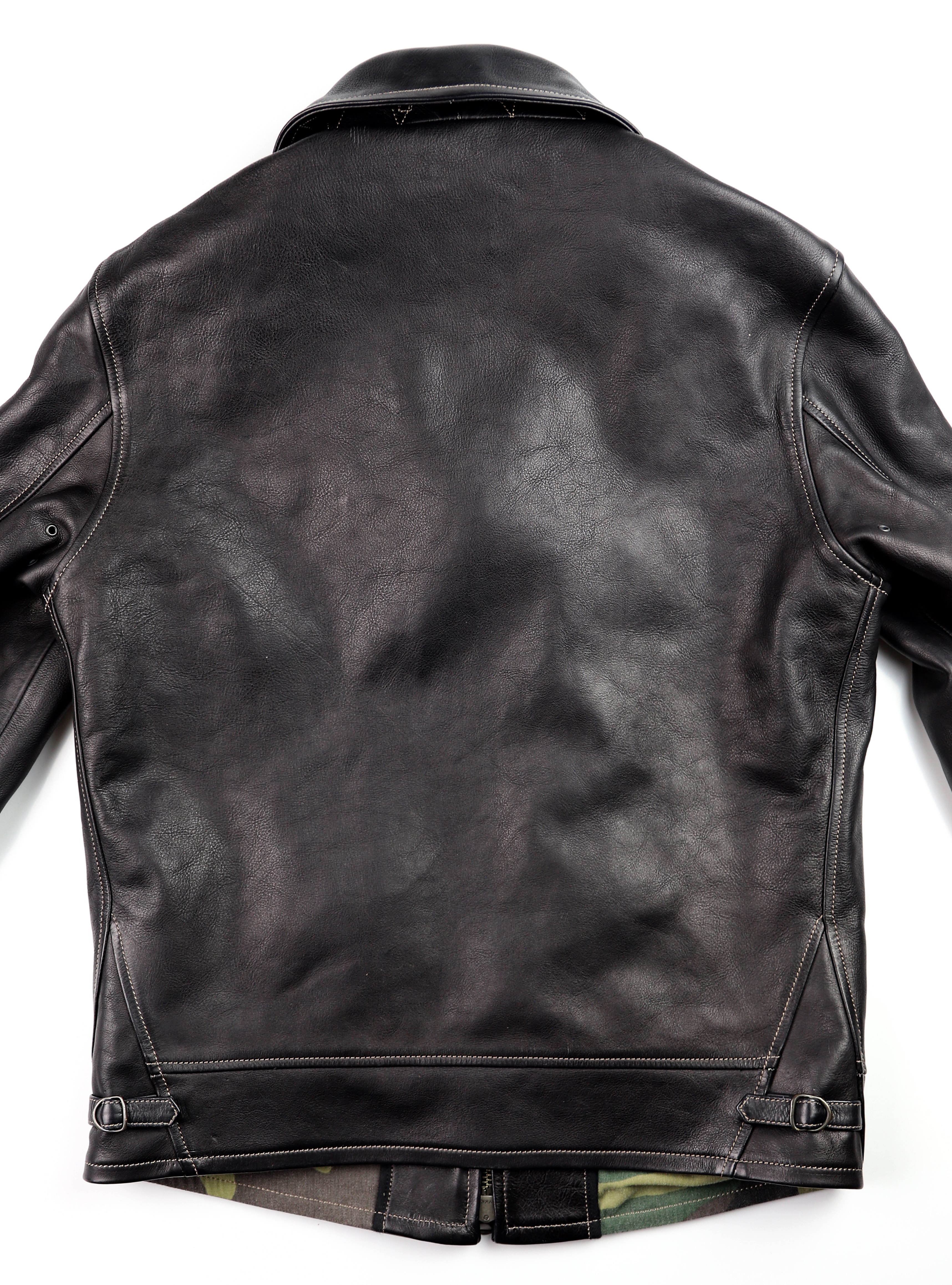 Thedi Zip-Up Shawl Collar Black Cowhide back.jpg