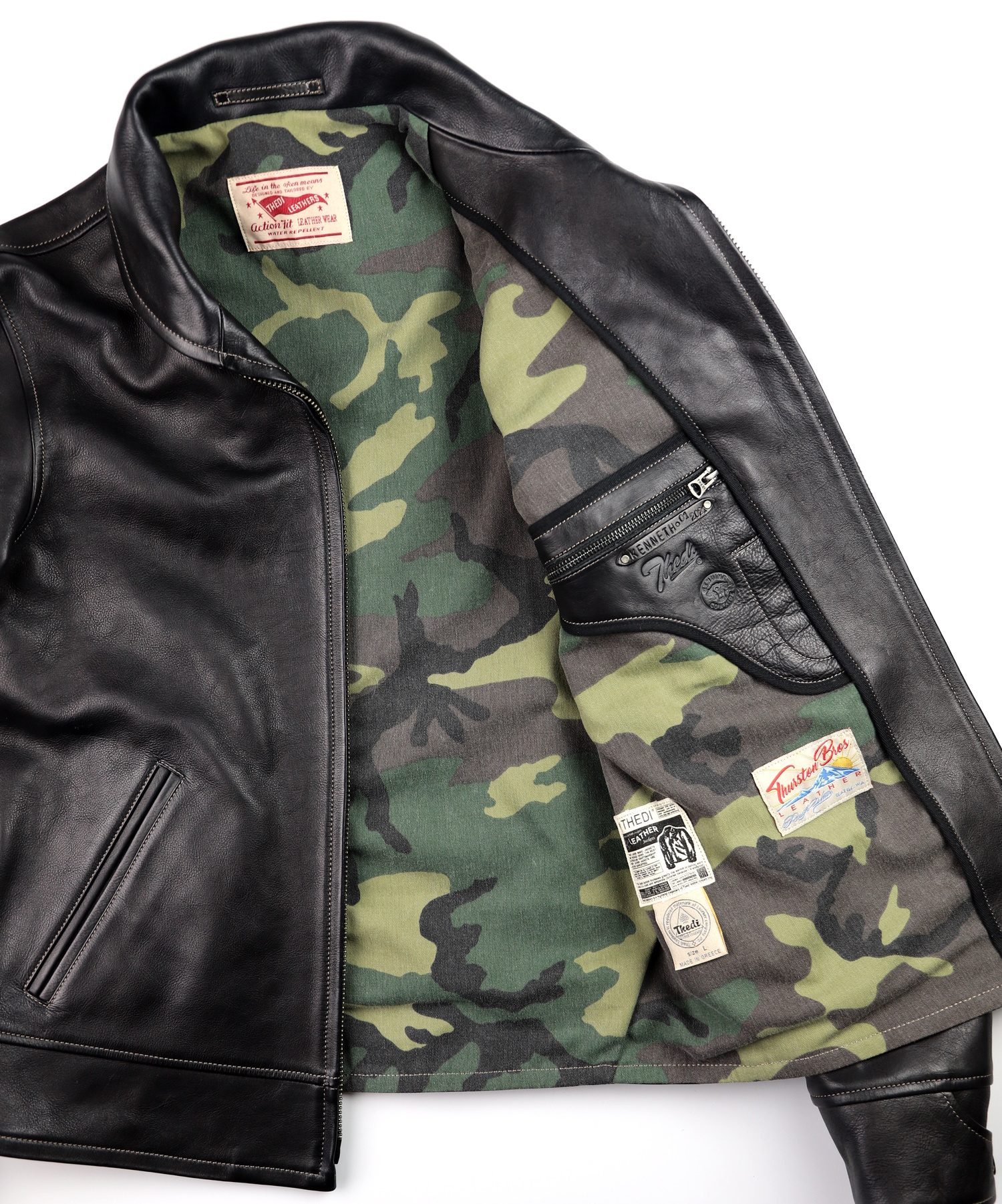 Thedi Zip-Up Shawl Collar Black Cowhide camo lining.jpg