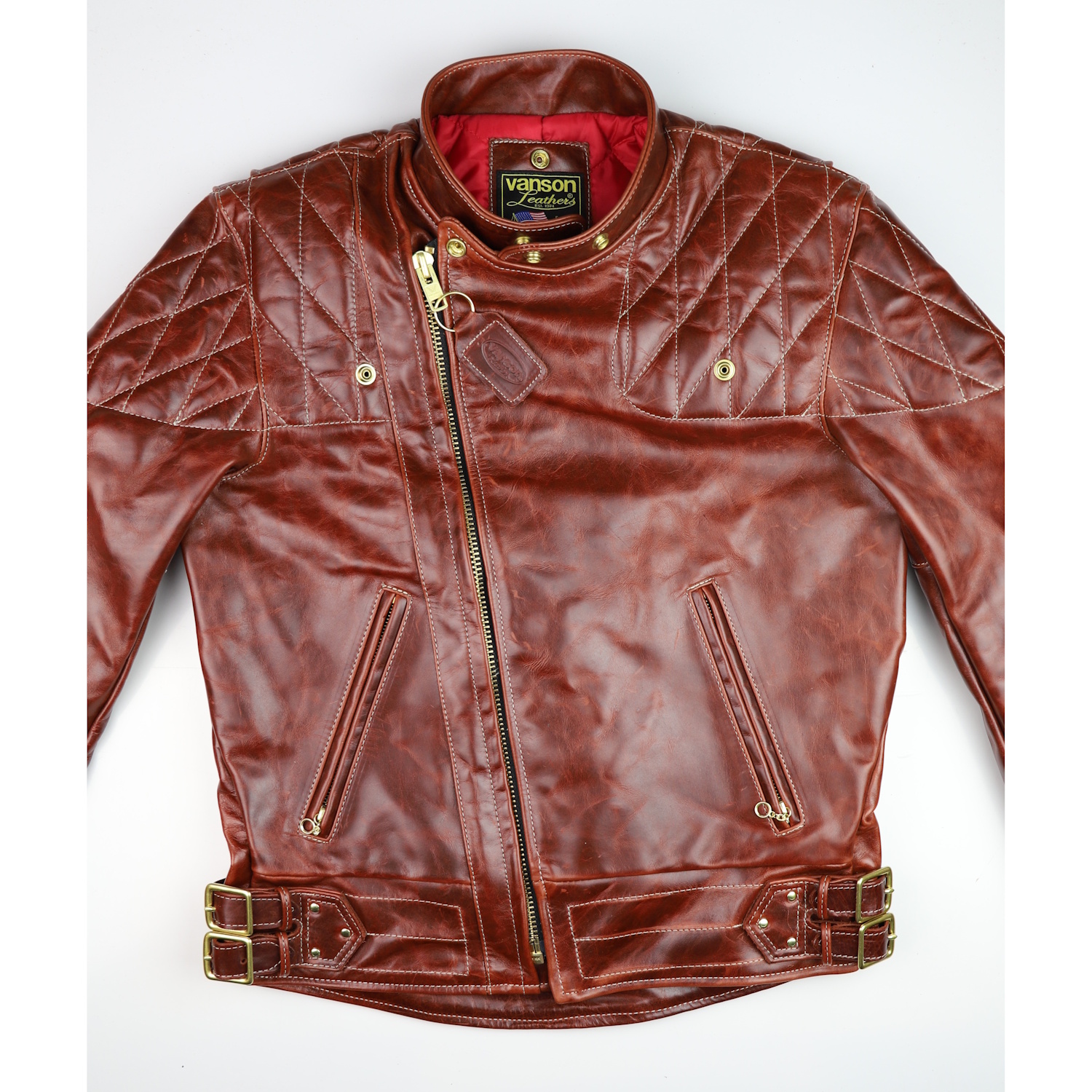 Vanson Chopper Redwood Bainbridge front zipped up IG square.jpg