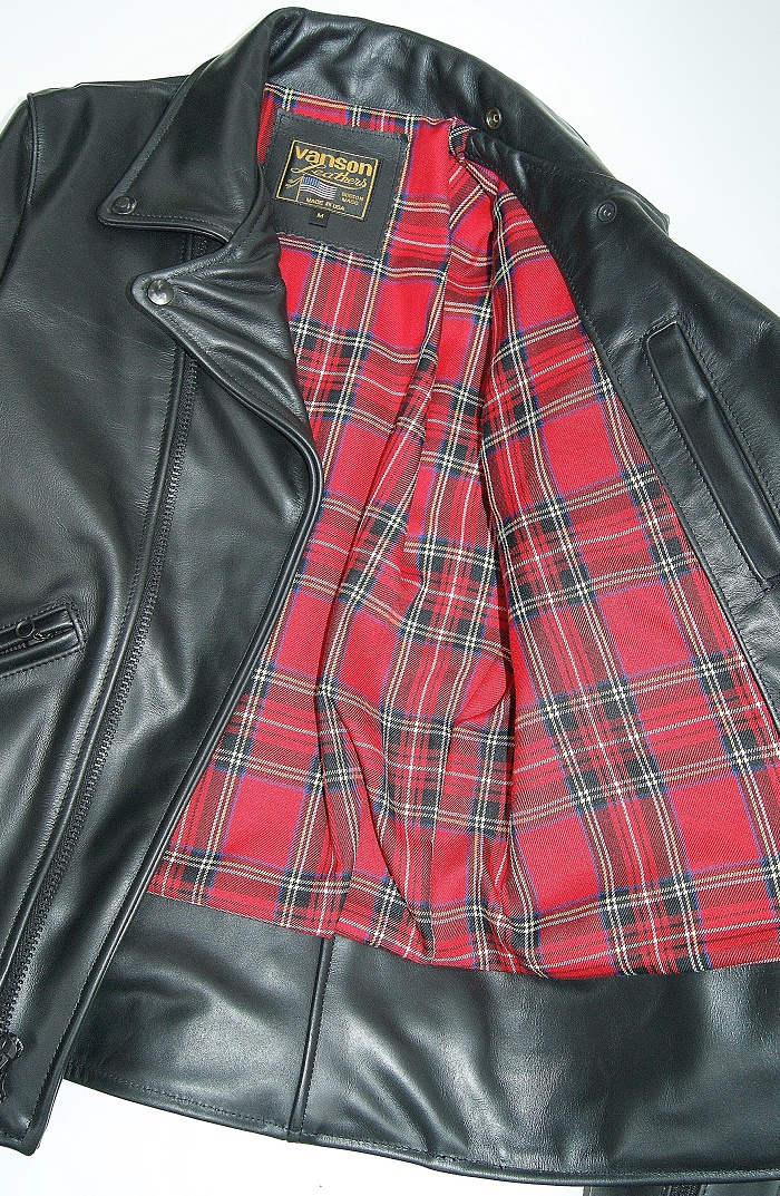 Vanson Daredevil Black Hardware red plaid lining.jpg