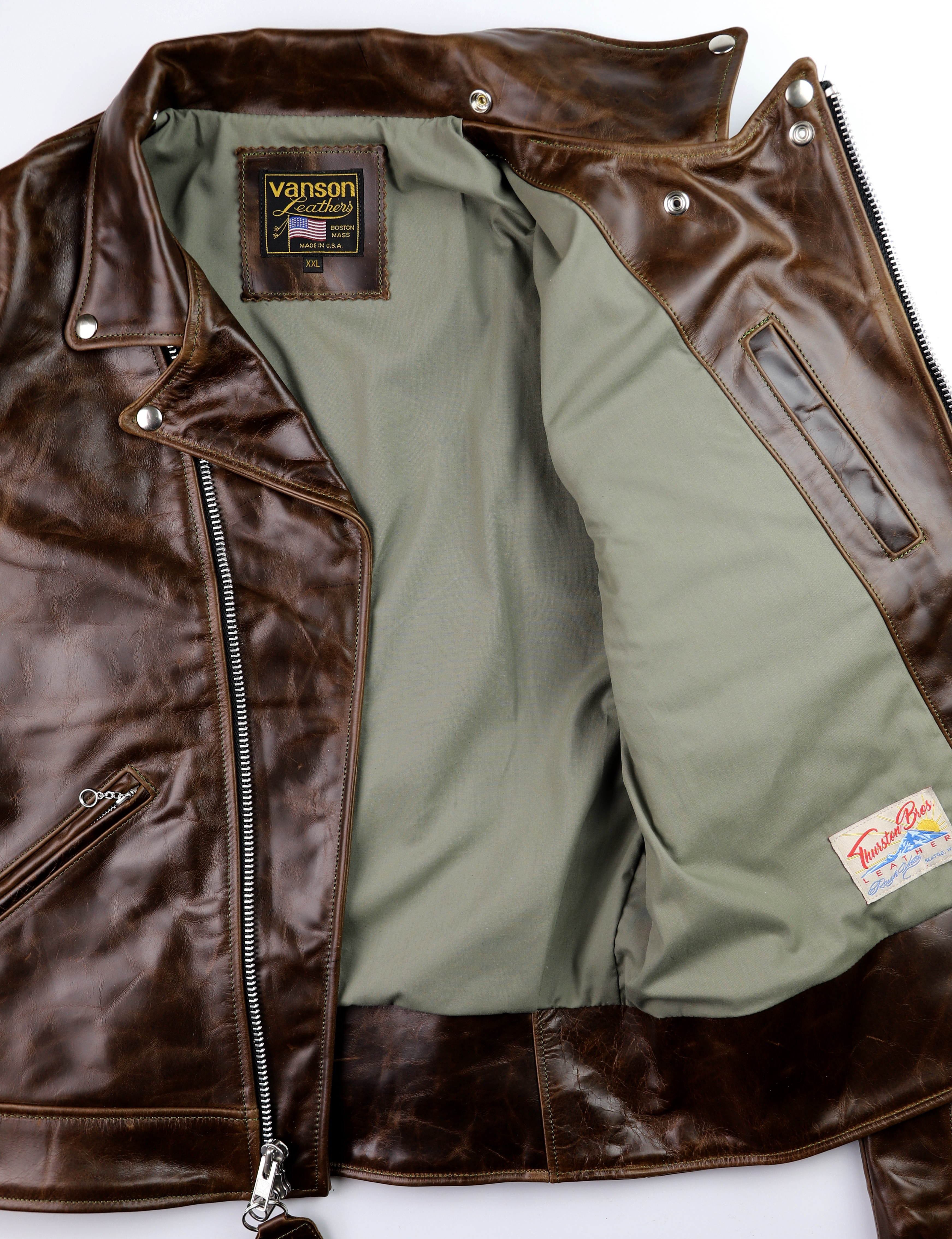 Vanson Daredevil **L Dark Maple Bainbridge M89 Cafe' Tan Lining.jpg