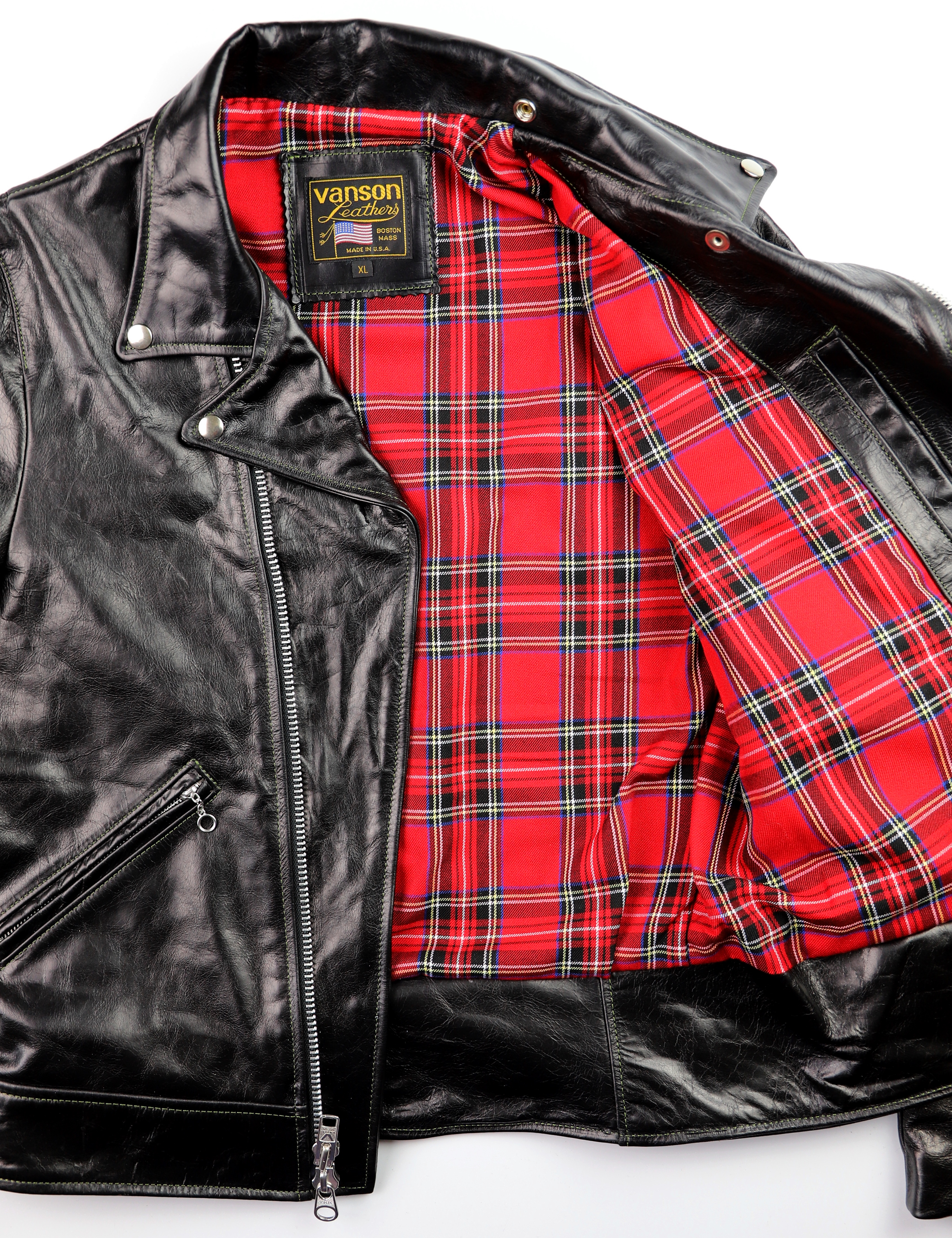 Vanson Daredevil XL Red Plaid Black Bainbridge N83 Red Plaid Lining.jpg