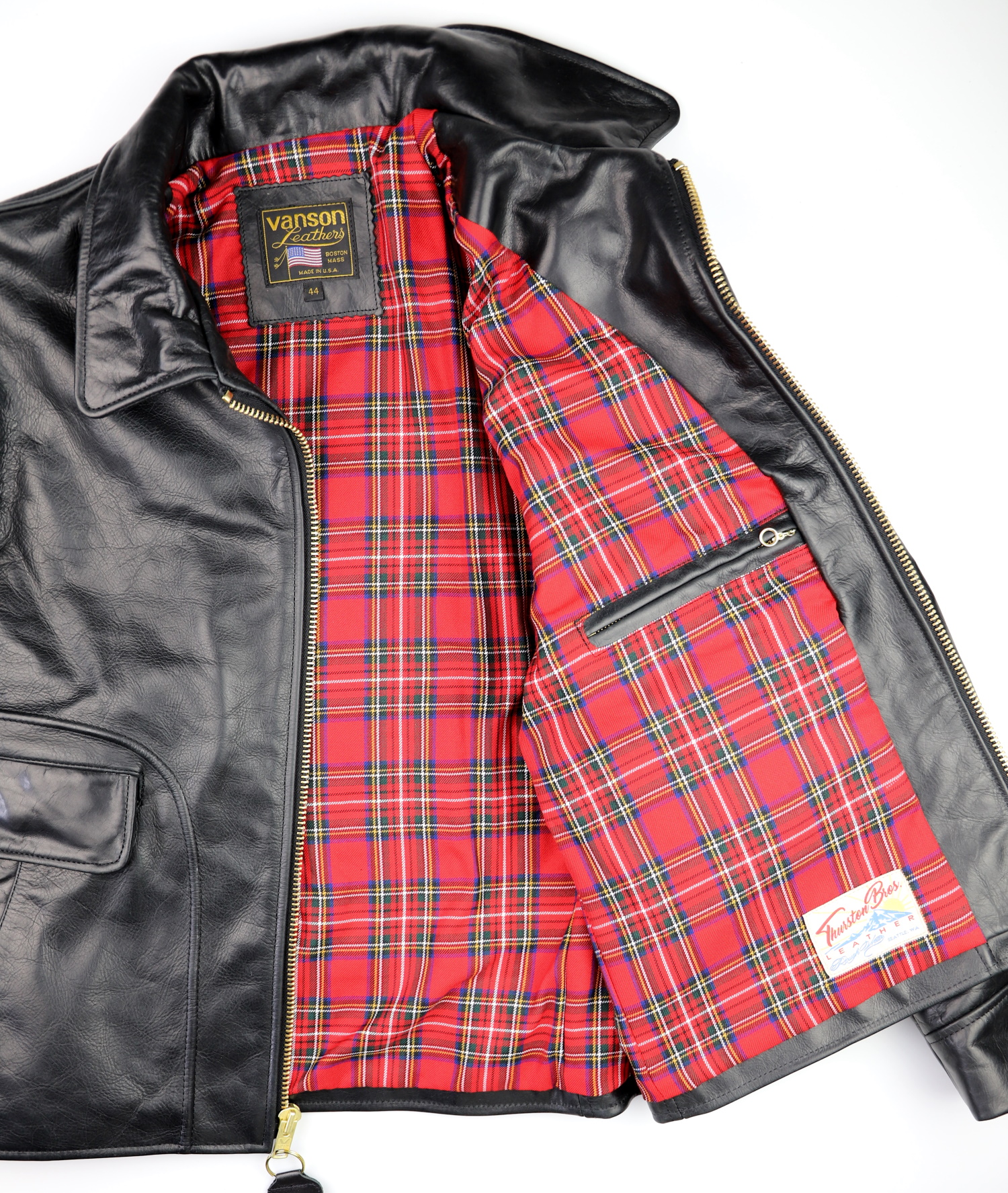 Vanson Ike Black Olympia Organica J44 red plaid lining.jpg