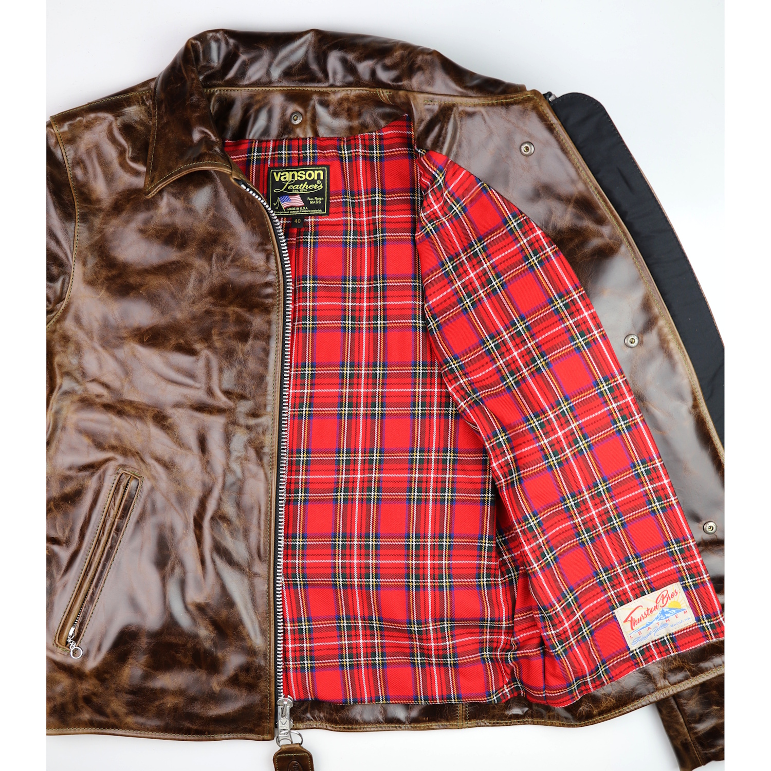 Vanson Oxford Dark Maple Bainbridge 40X red plaid lining IG square.jpg